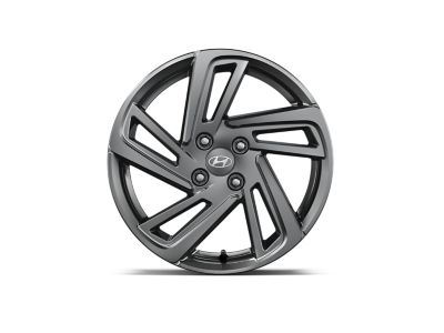 The 16“ five double-spoke alloy wheel Paju for the Hyundai i10 in graphite.