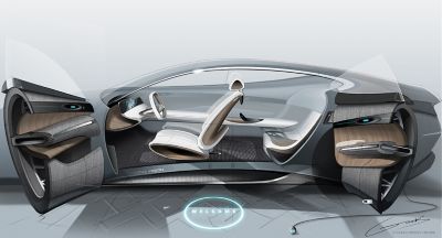 Image of a 3D computer model of a Hyundai concept car.