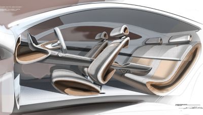 Obrázek 3D počítačového modelu koncepčního vozu Hyundai.