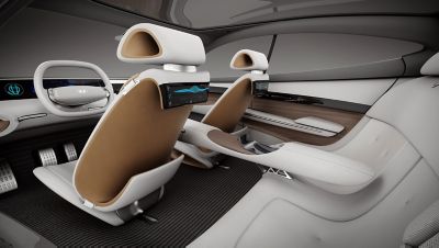 Computerweergave van het interieur van de conceptcar.