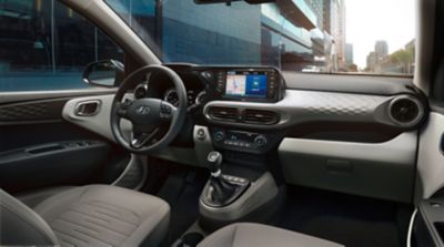 Interior view of the Hyundai i10 from the passenger seat.