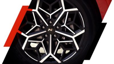 The exclusive N Line alloy wheels on your Hyundai N Line model.