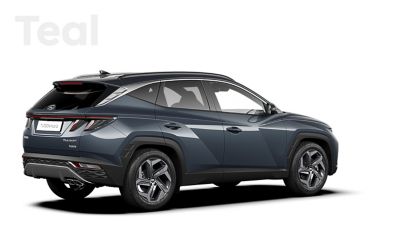 Różne opcje kolorystyczne nowego kompaktowego SUV-a Hyundaia Tucson Hybrid: Teal