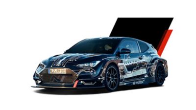 The Hyundai Veloster N ETCR High-Performance EV from the side.