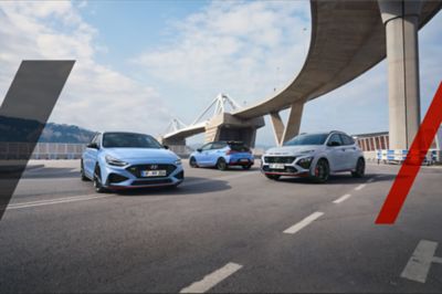 The high-performance Hyundai KONA N, i30 N and i20 N.