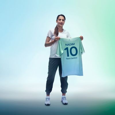 Nadia Nadim, futbolista danesa del Hyundai Team Century, con la camiseta del Hyundai Team Century.
