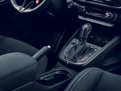 N gear shift and handbrake inside the Hyundai KONA N hot SUV