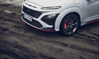 Detail van de voorbumper op de ‘Hot SUV’ Hyundai KONA N