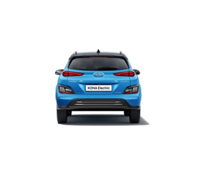 Rear view of the Hyundai Kona Electric with its new rear bumper and skid plate.