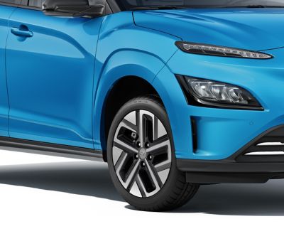 The new Hyundai Kona Electric with the body colour claddings.