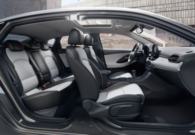 Interior view of the Hyundai i30 Fastback, as seen from the passenger side.