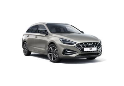 The new Hyundai i30 Wagon pictured from the passenger side front.