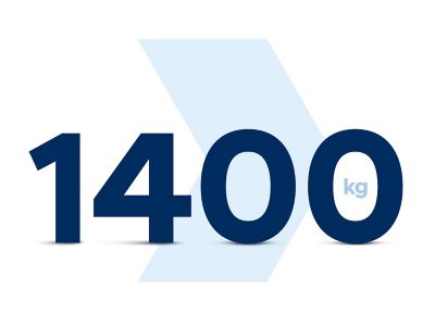 Zahlengrafik: 1400 kg, das Gewicht des Hyundai i30 N.