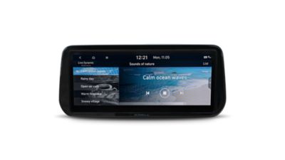 A picture of the Hyundai Santa Fe Hybrid's optimally placed 10.25” touch widescreen.
