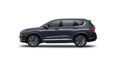 Side view of the Hyundai Santa Fe Hybrid 7 seat SUV.