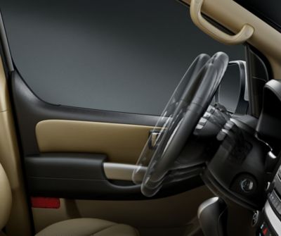 The manual tilt and telescopic steering wheel of the Hyundai H-1.