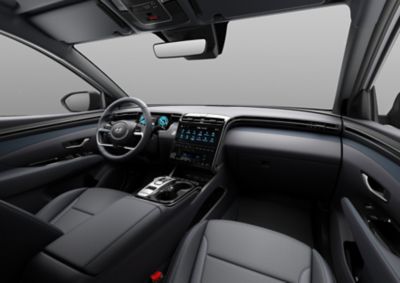 Vista degli interni del Nuovo SUV compatto Hyundai TUCSON Plug-in Hybrid.