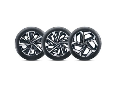 The Hyundai TUCSON genuine accessories wheels in graphite or bicolour.