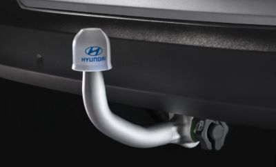 Closeup of the genuine tow bar of Hyundai.