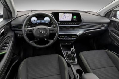 The all-new i20 steering wheel, dashboard with 10.25" digital cluster and 10.25" touchscreen