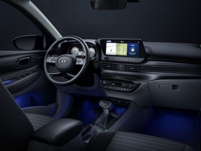 An image of the all-new Hyundai i20's 10.25 inch centre touch screen.