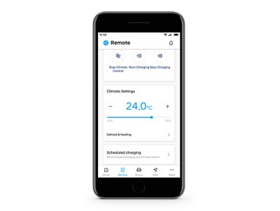 Écran de smartphone avec services connectés Bluelink® et climatisation à distance pour IONIQ 5.