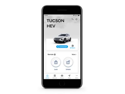 zrzut ekranu aplikacji Hyundai bluelink na iphonie: odblokowywanie samochodu