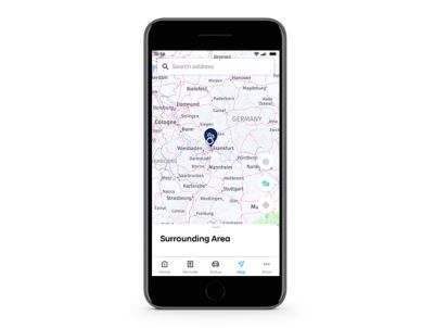 Gros plan sur l'application Hyundai Bluelink avec la fonction "Trouver ma voiture".