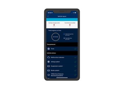 Snímka obrazovky aplikácie Hyundai Bluelink na iPhone: Okamžitá diagnostika