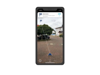 Obrazovka aplikácie Bluelink na iPhone: navádzanie pre posledný úsek cesty