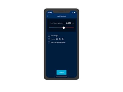 Smartphone screen with Bluelink® Connected Car Services with Remote Climate Control for the Hyundai IONIQ 5 electric CUV.