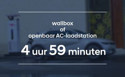 	The Hyundai IONIQ 5 standard-range battery loads in 5 hours at an AC charging station.