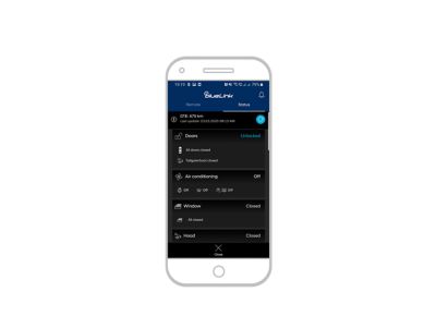 Capture d’écran de l’appli Bluelink sur iPhone : état du véhicule