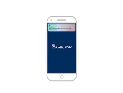 Captura de pantalla de una notificación de Bluelink en un iPhone: sistema de alarma