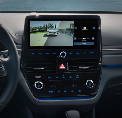 Driving rear-view monitor in the Hyundai IONIQ Hybrid.