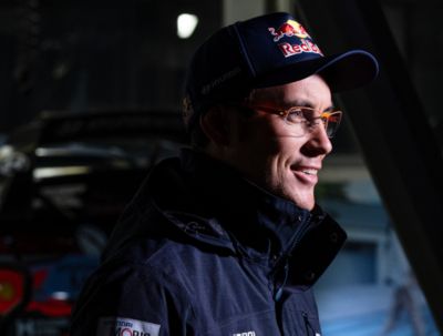 Hyundai Motorsport driver Thierry Neuville being interviewed.