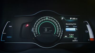 7" digital cluster of the Hyundai KONA Electric