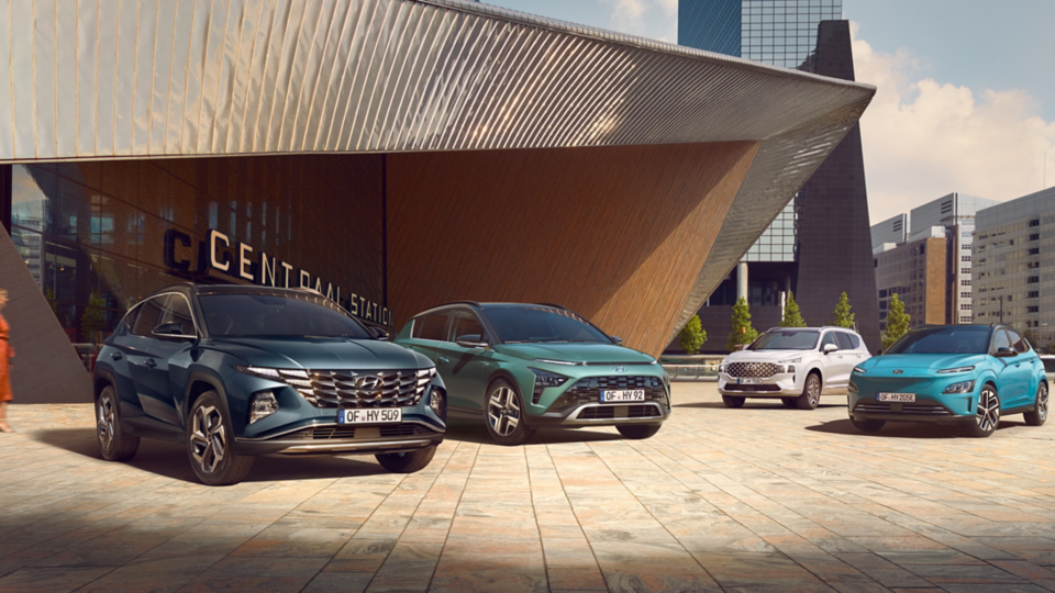 Hyundai vehicle range of TUCSON; BAYON; KONA Electric and SANTA FE