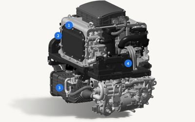 The fuel cell engine in the Hyundai NEXO.