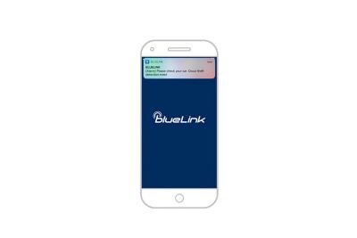 Captura de pantalla de una notificación de Bluelink en un smartphone: sistema de alarma.