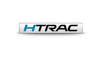 The HTRAC™ All-Wheel Drive system logo of the Hyundai Tucson compact SUV.	