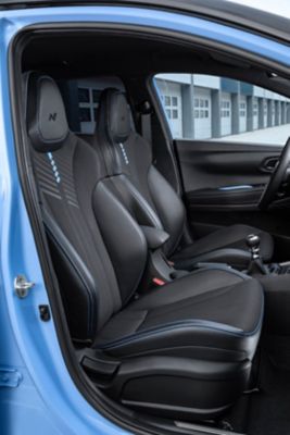 The dedicated sport seats on the Hyundai i20 N.