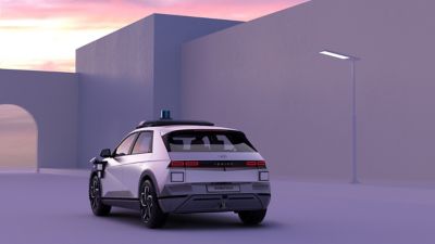 The interior of the IONIQ 5 robotaxi is designed for driverless ridesharing.