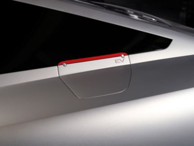 Close up of charging port Hyundai N Vision 74 concept car.
