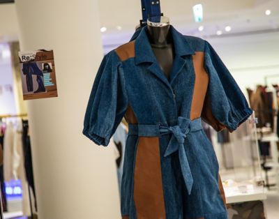 E.L.V. DENIM using up-cycled denim and leather scraps from Hyundai manufacturing processes.