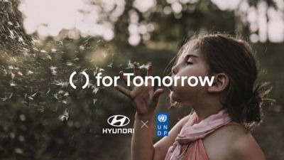 The Hyundai slogan "for Tomorrow" supporting a more sustainable lifestyle.