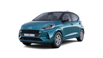 Zijaanzicht van de  Hyundai i10.