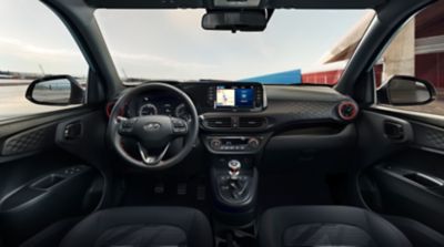 Close-up of the All-New Hyundai i10 N Line steering wheel