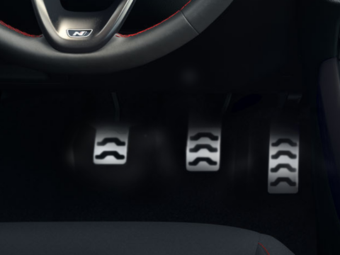 Close-up of the All-New Hyundai i10 N Line metal pedals