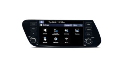 Detailansicht des 8-Zoll-Touchscreens im Hyundai i20.